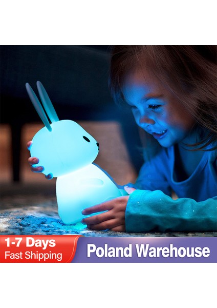 No.5 Boyutu LED Gece Lambası 7 Renk USB Şarj Edilebilir Silikon Yatak Odası Başucu Odası Lambası Dokunmatik Sensör Odası Dekor Çocuklar Için Sevimli Hediye Çocuk (Yurt Dışından)
