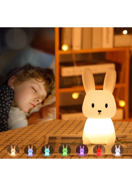 No.5 Boyutu LED Gece Lambası 7 Renk USB Şarj Edilebilir Silikon Yatak Odası Başucu Odası Lambası Dokunmatik Sensör Odası Dekor Çocuklar Için Sevimli Hediye Çocuk (Yurt Dışından)