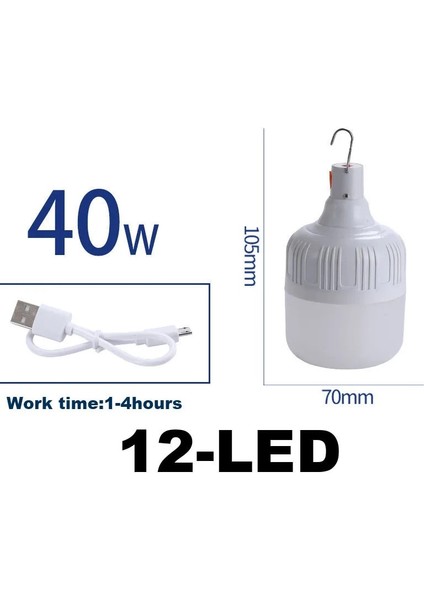 40W Taşınabilir Şarj Edilebilir Ampul 5V USB LED Kamp Gece Beyaz Fenerler Duvar Asılı Acil Durum Çadırları Aydınlatma Pili (Yurt Dışından)