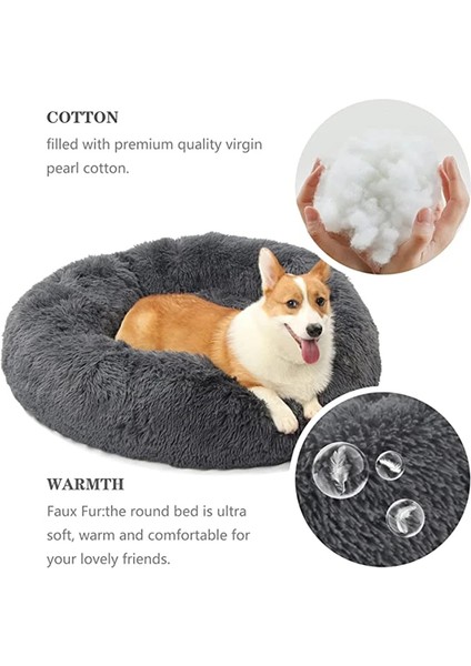 Pembe Tarzı 40CM Süper Yumuşak Pet Yatak Kulübesi Köpek Yuvarlak Kedi Kış Sıcak Uyku Tulumu Uzun Peluş Büyük Köpek Yastık Mat Taşınabilir Kedi Malzemeleri (Yurt Dışından) fiyatları