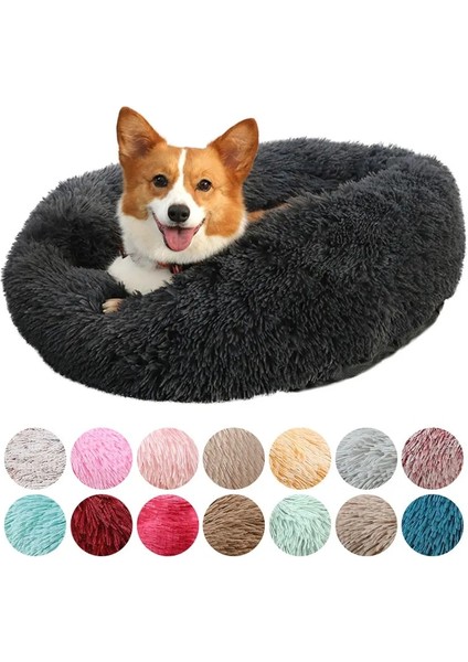 Pembe Tarzı 40CM Süper Yumuşak Pet Yatak Kulübesi Köpek Yuvarlak Kedi Kış Sıcak Uyku Tulumu Uzun Peluş Büyük Köpek Yastık Mat Taşınabilir Kedi Malzemeleri (Yurt Dışından) indirimleri