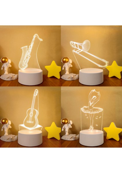 No.2 Boyutu Yeni 3D Illusion Bebek Gece Lambası Nota Hologram Gece Lambası Ev Dekorasyon Için USB Lamba Müzik Hatıra Sıcak Beyaz Işıklar (Yurt Dışından) modelleri