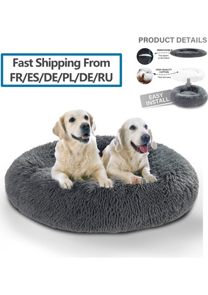 Koyugri Tarzı S-50CM Kabarık Donut Köpek Yatağı Xxl Sıcak Yumuşak Uzun Peluş Pet Yastık Köpek Evi Kedi Yatağı Yıkanabilir Pet Kanepe Mat Sakinleştirici Samll Büyük Köpek Yatakları (Yurt Dışından) fırsatları