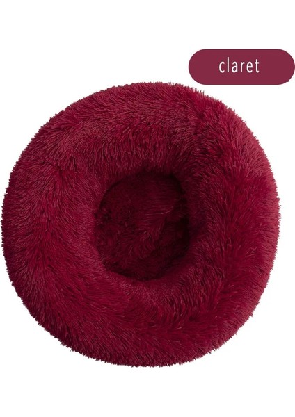Bordo Tarzı Çap 40CM Pet Köpek Yatağı Uzun Peluş Yastık Yatak Süper Yumuşak Kabarık Kediler Için Rahat Paspaslar Sıcak Uyku Tulumu Kabarık Kış Sıcak Köpek Kulübesi (Yurt Dışından)