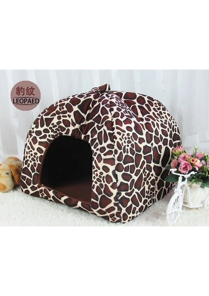 Lepord Tarzı 36X36X38CM Pawstrolors Çilek Köpek Yatağı Ev Hamster Tavşan Yatağı Katlanır Kedi Evi Küçük Köpek Kediler Için Yumuşak Sıcak Pet Kulübesi S-Xxl (Yurt Dışından)
