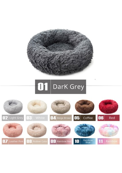Fermuar Bej Kahverengi Tarzı XS-40CM Yuvarlak Köpek Yatağı Ev Köpek Mat Uzun Peluş Kediler Yuva Köpek Sepeti Pet Yastık Yumuşak Sıcak Uyku Evcil Hayvan Malzemeleri Kış (Yurt Dışından) fırsatları