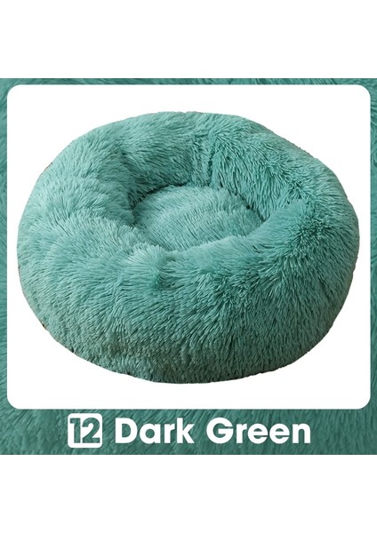 Koyu Yeşil Tarzı 40 cm Yuvarlak Kedi Yatak Süper Yumuşak Uzun Peluş Pet Köpek Yatağı Kış Sıcak Derin Uyku Yastığı Köpek Mat (Yurt Dışından)