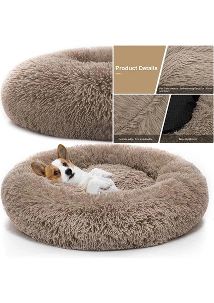 Shanhua Shop Sıcak Beyaz Tarzı 50CM Pet Köpek Yatağı Rahat Donut Sarılma Yuvarlak Köpek Kulübesi Ultra Yumuşak Yıkanabilir Köpek ve Kedi Yastık Yatağı Kış Sıcak Kanepe (Yurt Dışından)