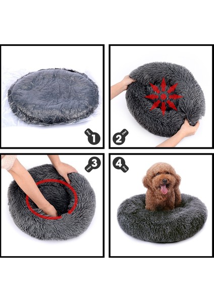Fermuar Bej Kahverengi Tarzı XS-40CM Yuvarlak Köpek Yatağı Ev Köpek Mat Uzun Peluş Kediler Yuva Köpek Sepeti Pet Yastık Yumuşak Sıcak Uyku Evcil Hayvan Malzemeleri Kış (Yurt Dışından) indirimleri