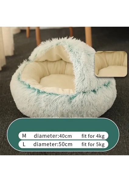 Yeşil Stil 35CM Yeni Stil Pet Köpek Kedi Yatağı Yuvarlak Peluş Kedi Sıcak Yatak Ev Küçük Köpekler Için Yumuşak Uzun Peluş Yatak Kediler Yuva 2 In 1 Kedi Yatak (Yurt Dışından)