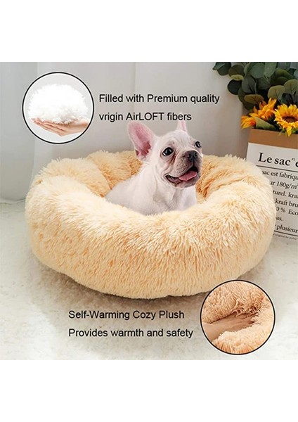 Pembe Stil 40CM Köpek Pet Yatak Kulübesi Yuvarlak Kedi Kış Sıcak Köpek Evi Uyku Tulumu Uzun Peluş Süper Yumuşak Pet Yatak Köpek Yastık Mat Kedi Malzemeleri (Yurt Dışından) indirimleri