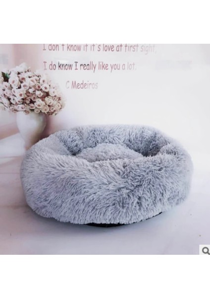 Açık Gri Tarzı 50CM Dro Faux Fur Köpek Yatakları Ortopedik Donut Kedi Dro Cama Perro Köpekler Için Pet Yatak - Kendinden Isınma Kapalı Yuvarlak Yastık Sarılma (Yurt Dışından)
