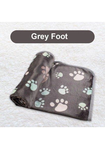 Gri Ayak Stili 40X60 Yumuşak Pet Battaniye Kış Köpek Kedi Yatak Mat Ayak Baskı Sıcak Yatak Küçük Orta Köpekler Kediler Mercan Polar Yavru Malzemeleri (Yurt Dışından)