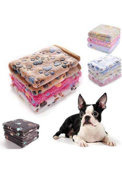 Gri Ayak Stili 40X60 Yumuşak Pet Battaniye Kış Köpek Kedi Yatak Mat Ayak Baskı Sıcak Yatak Küçük Orta Köpekler Kediler Mercan Polar Yavru Malzemeleri (Yurt Dışından)
