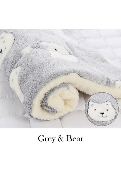 Ayı Stili ile Gri Xl 79X60CM Köpek Yatak Mat Pet Battaniye Mat Battaniye Kediler Içinkalınlaştırılmış Pet Polar Ped Yatak Mat Yavru Köpek Kanepe Yastık Uyku Örtüsü (Yurt Dışından)