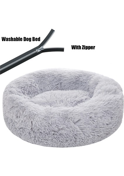 Fermuar Gri Stili M ÇAPI50CM Kalın Cutton Yuvarlak Köpek Yatağı Süper Yumuşak Uzun Peluş Pet Kedi Mat Köpekler Için Yuva Yastık Yatak Kış Sıcak Evcil Hayvan Kanepe Köpek Kulübesi (Yurt Dışından)