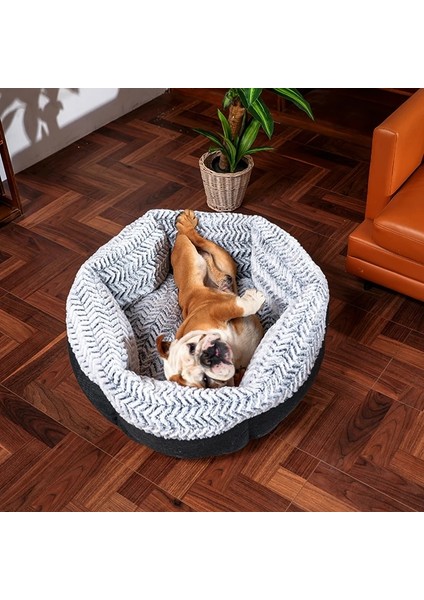 Parlak Pembe Tarzı S ÇAPI40CM Kalın Cutton Yuvarlak Köpek Yatağı Süper Yumuşak Uzun Peluş Pet Kedi Mat Köpekler Için Yuva Yastık Yatak Kış Sıcak Evcil Hayvan Kanepe Köpek Kulübesi (Yurt Dışından)