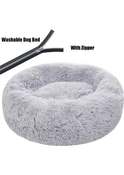 Pembe Fermuar Stili M 50CM Yuvarlak Peluş Köpek Yatağı Fermuarlı Ev Köpek Mat Kış Sıcak Uyku Kediler Yuva Yumuşak Uzun Peluş Köpek Sepeti Pet Yastık Taşınabilir (Yurt Dışından) fiyatları
