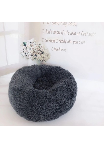 Koyu Gri Tarzı M Çapı 60CM Köpek Uzun Peluş Dounts Yataklar Sakinleştirici Yatak Hondenmand Pet Kulübesi Büyük Köpek Için Süper Yumuşak Kabarık Rahat (Yurt Dışından)
