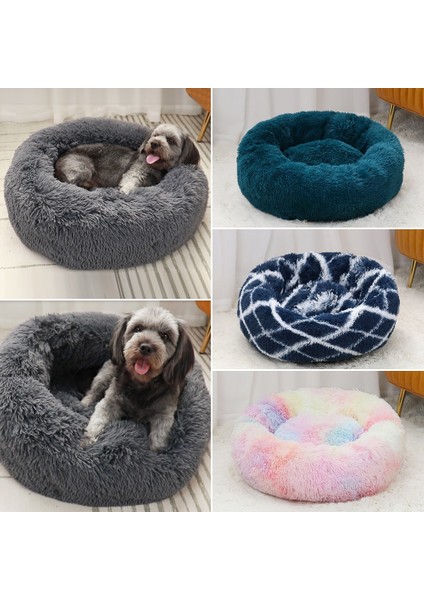 Koyu Gri Tarzı M Çapı 60CM Köpek Uzun Peluş Dounts Yataklar Sakinleştirici Yatak Hondenmand Pet Kulübesi Büyük Köpek Için Süper Yumuşak Kabarık Rahat (Yurt Dışından) fırsatları