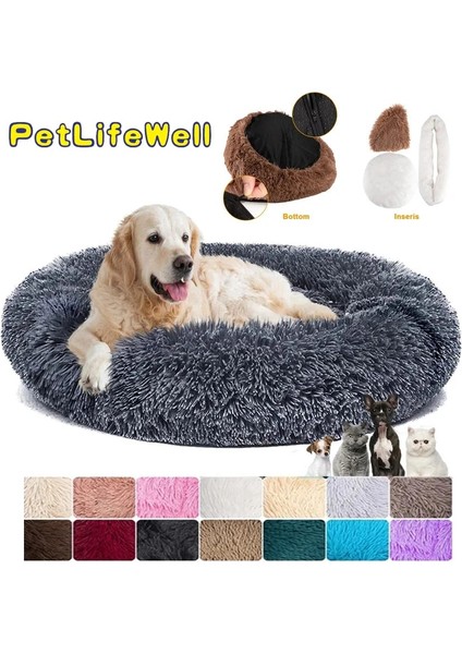 Siyah Stil 40CM Çıkarılabilir Pet Yatak Süper Yumuşak Yastık Köpek Köpek Kış Için Sıcak Uyku Yatağı Yuvarlak Kedi Uzun Peluş Yavru Mat Taşınabilir Kedi Malzemeleri (Yurt Dışından) modelleri
