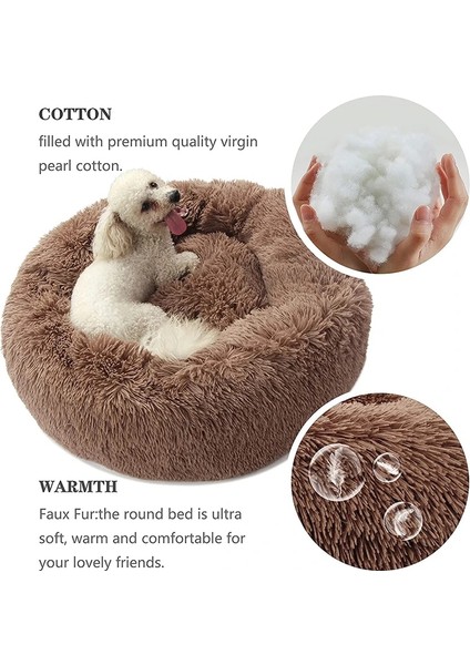 Kırmızı Stil Çap 50 cm Yuvarlak Büyük Köpek Yatağı Kanepe Uzun Peluş Şezlong Sepeti Köpekler Kediler Için Kabarık Pet Yatak Ev Köpek Yavrusu Yastık Kış Sıcak Pet Yatak Kulübesi (Yurt Dışından) indirimleri