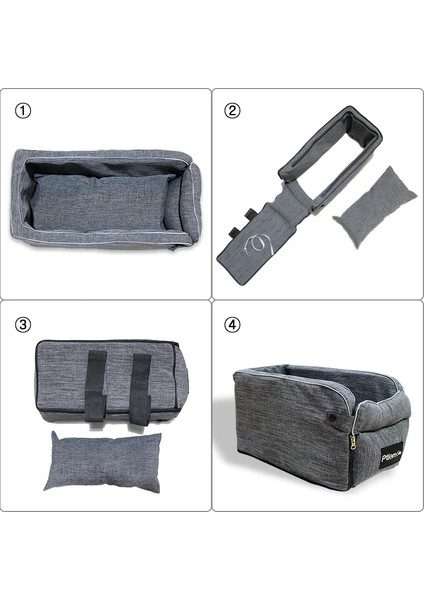 Kare Gri Stil 42X20X22CM Köpek Araba Koltuğu Merkezi Kontrol Kaymaz Köpek Taşıyıcıları Güvenli Araba Kol Dayama Kutusu Küçük Köpek Pet Araba Koltuğu Için Booster Kulübesi Yatak (Yurt Dışından)
