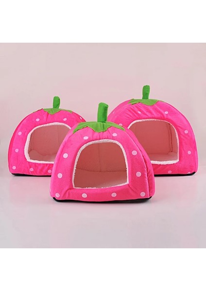 Açık Mavi Stil S Beden Yumuşak Kedi Evi Katlanabilir Leopar Çilek Şekli Güzel Köpek Yatağı Sıcak Yavru Yavru Kedi Yatak Çadır Sevimli Pet Kedi Köpek Mağara Yuvası (Yurt Dışından) fiyatları