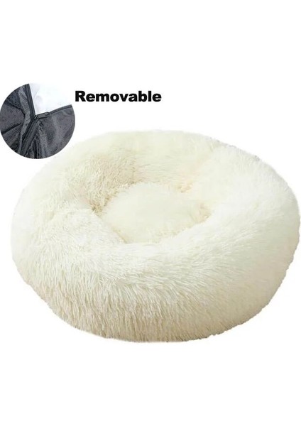Beyaz Stil 40CM Çıkarılabilir Pet Yatak Süper Yumuşak Yastık Köpek Köpek Kış Için Sıcak Uyku Yatağı Yuvarlak Kedi Uzun Peluş Yavru Mat Taşınabilir Kedi Malzemeleri (Yurt Dışından)
