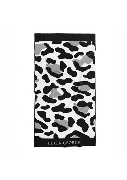 New Land Siyah Beyaz OVERSIZE Plaj Havlusu