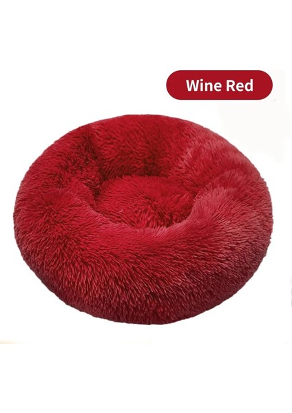 Bordo Tarzı 70CM Katı Yuvarlak Peluş Kedi Yatak Ev Kedi Mat Kış Sıcak Uyku Kediler Yuva Yumuşak Uzun Peluş Köpek Yatağı Kediler Için Pet Yastık Köpek Fermuar (Yurt Dışından)