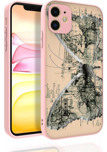 Alan Tech iPhone 11 Uyumlu Desenli Kamera Korumalı Parlak Zore Nora Kapak-No4