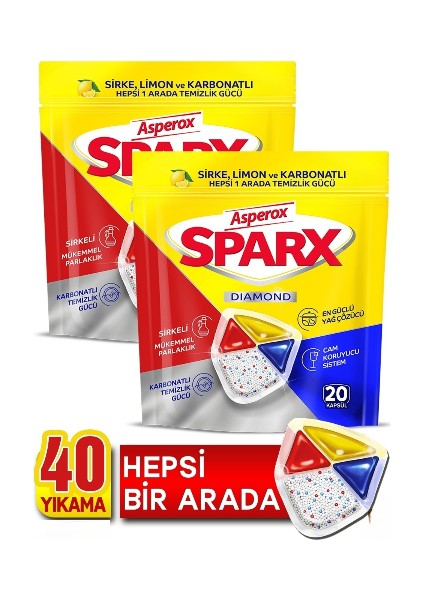 Sparx Bulaşık Makinesi Kapsülü 20'li x 5 Paket (100 Yıkama)