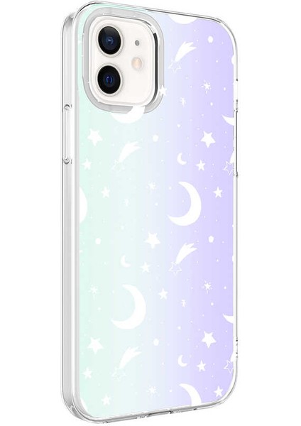iPhone 12 Uyumlu Zore M-Blue Desenli Kapak-Moon No4