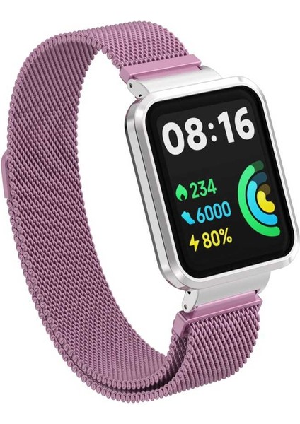 Xiaomi Redmi Watch 2 Lite Uyumlu Krd-58 Metal Kordon Zore Pembe