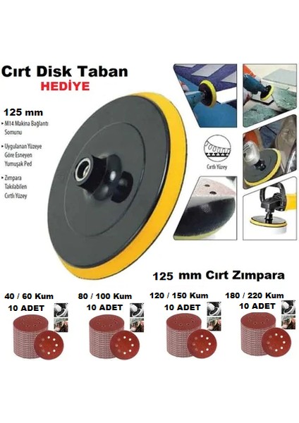 Delikli Cırt Zımpara Kağıdı 125 mm Paket 40 Adet