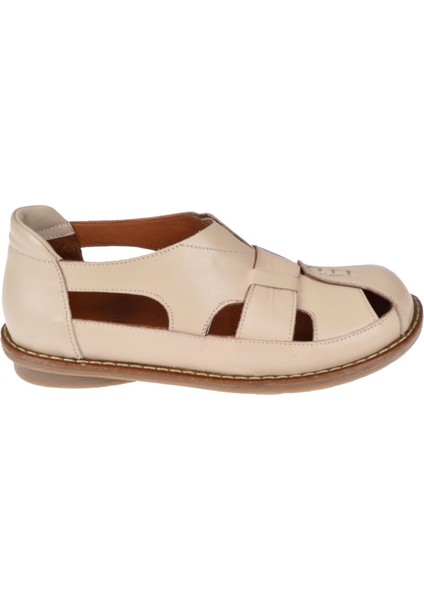 Hakiki Deri Günlük Kadın Sandalet 34216 BEJ fiyatları