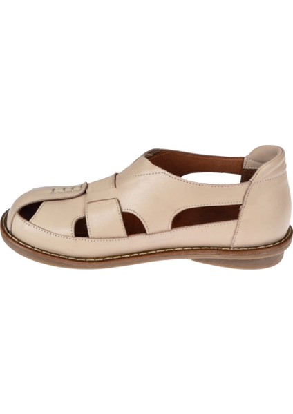 Hakiki Deri Günlük Kadın Sandalet 34216 BEJ modelleri