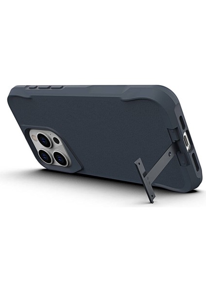 iPhone 15 Pro Max Uyumlu Zore Airbag Kenarlı T-Max Mat Standlı Kapak-Gri