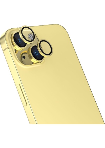 Alan Tech iPhone 15 Uyumlu Zore Cl-13 Kamera Lens Koruyucu-Sarı