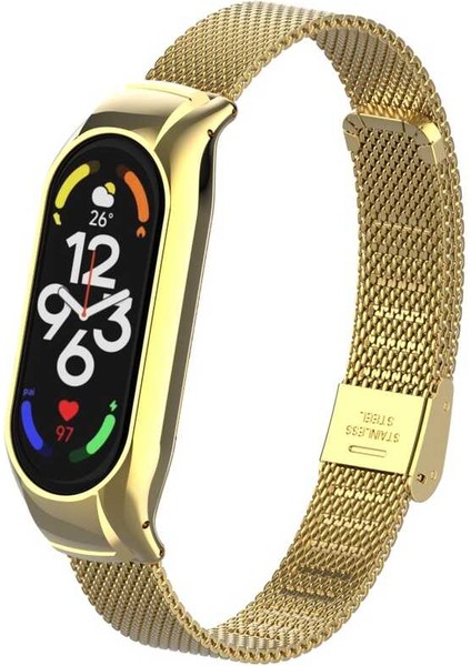 Xiaomi Mi Band 7 Uyumlu Krd-06 Metal Kordon Zore Gold