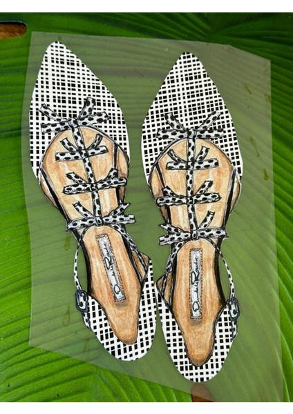 22X14 cm Ütü Ile Yapışan Ekose Ayakkabı Transfer Baskı Arma