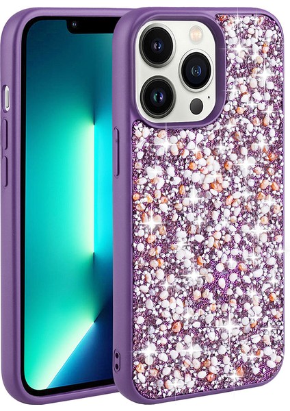 Alan Tech iPhone 12 Pro Max Uyumlu Parlak Taşlı Tasarım Zore Linea Kapak-Derin Mor fiyatları