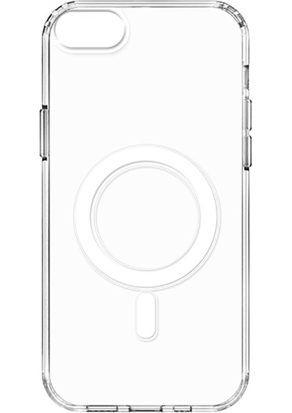 Alan Tech iPhone Se 2022 Uyumlu Magsafe Şarj Özellikli Şeffaf Sert Pc Zore Embos Kapak-Renksiz