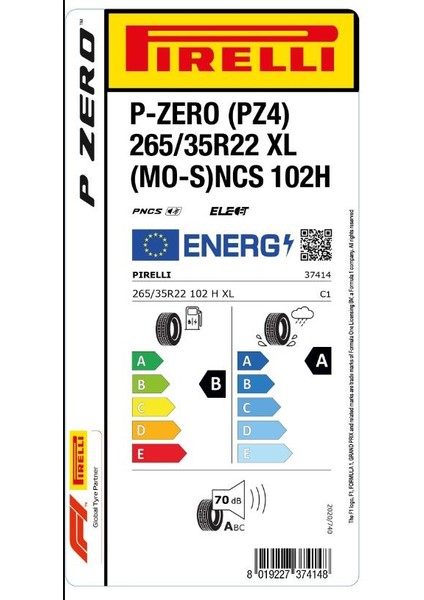265/35 R22 102H Xl P Zero Pz4 Mo-S Ncs Elect Oto Yaz Lastiği (Üretım:2024)