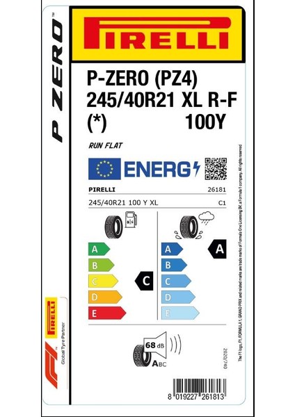 245/40 R21 100Y Xl Rft P-Zero Pz4 Oto Yaz Lastiği (Üretim Yılı: 2024)