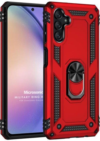 Samsung Galaxy A35 Kılıf Military Ring Holder Kırmızı