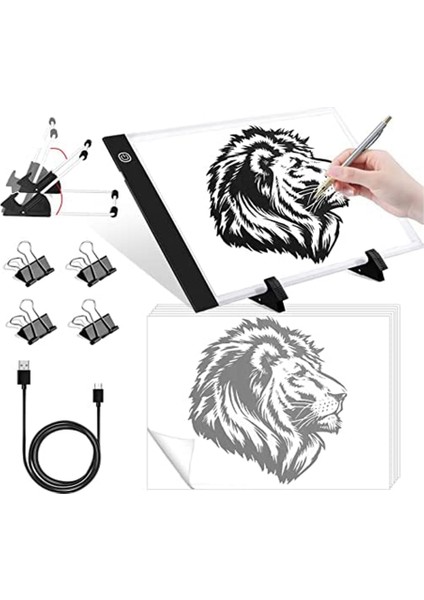 A4 LED Aydınger Işık Kutusu Sayfaları Çizim Için A4 Aydınger Kağıdı Eskiz Çizimi Için Ayrılabilir Stand (Yurt Dışından)