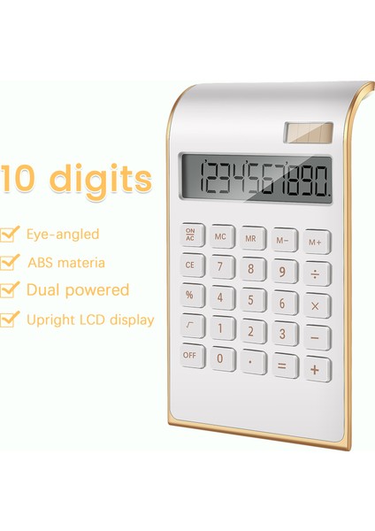 Hesap Makinesi, Ince Zarif Tasarım, Ofis/ev Elektroniği, Çift Güçlü Masaüstü Hesap Makinesi, Güneş Enerjisi, 10 Haneli, Eğik LCD Ekran, Eğimli Tasarım, Beyaz (Yurt Dışından) fırsatları