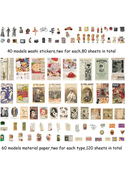 400 Adet Scrapbooking Malzemeleri Günlük Tutma Eski Yapışkanlı Karalama Defteri Washi Çıkartmalar Albüm Sanat Zanaat Için (Yurt Dışından) modelleri